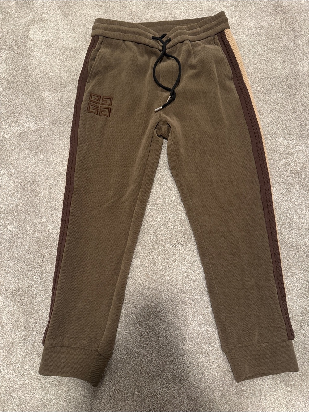 Givenchy Olive Green with brown Logo Jogger Sweatpants